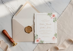 Convites florais aquarelados para casamentos românticos